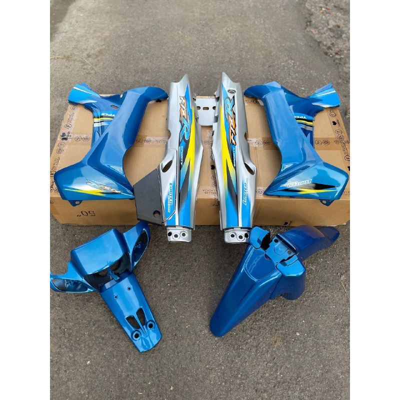 TERLARIS PAKET COVER BODY SET YAMAHA FIZ R F1Z R MODEL DUALTONE BIRU SILVER BAGUS BERKUALITAS