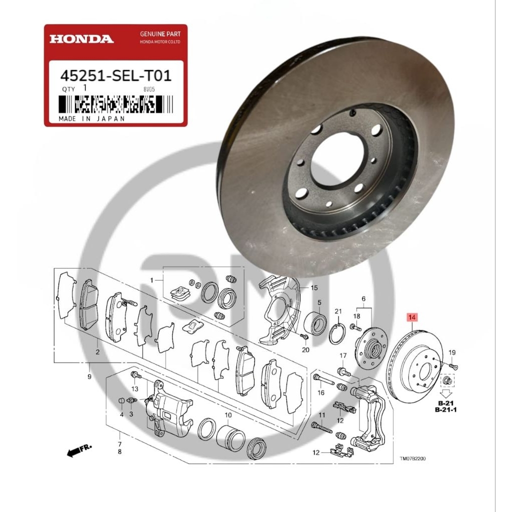 45251-SEL DISK BRAKE PIRINGAN REM CAKRAM DEPAN HONDA CITY GEN 2 CITY GD8 IDSI VTEC TAHUN 2003 2004 2