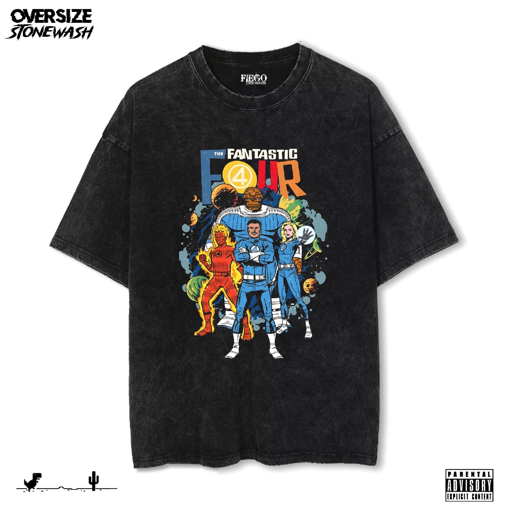 Fiego FANTASTIC FOUR | Premium Stonewash Oversize T-Shirt | Oversize TShirt