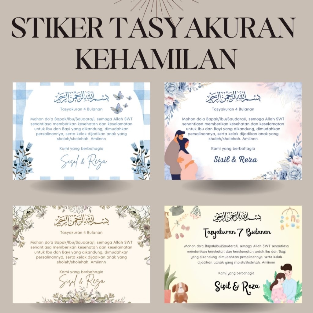 

Stiker tasyakuran kehamilan - stiker tasyakuran 7 bulanan - stiker tasyakuran 4 bulanan - stiker nasi box tasyakuran - stiker tasyakuran aqiqah - stiker tasyakuran khitan - stiker tasyakuran ulang tahun - stiker nasi kotak
