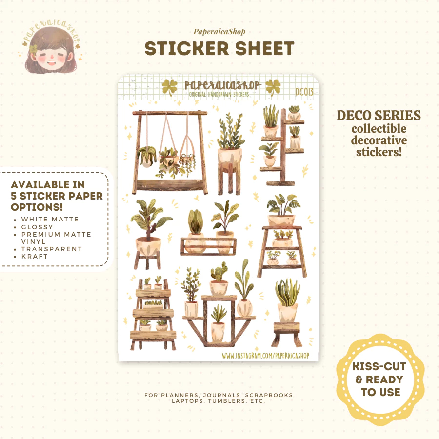 

Paperaica - Plant Rack Stickers, Planner Stickers, Plant Mom Stickers, Plants Stickers