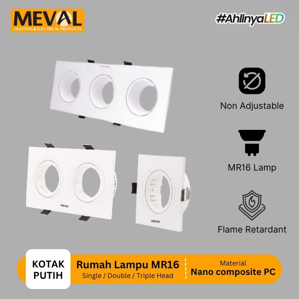 MEVAL Rumah Kap Lampu Sorot Spot Light MR16 model Downlight INBOW - Kotak