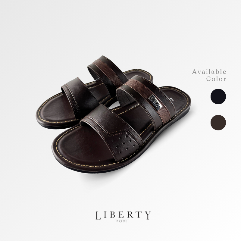 Liberty Sandal Pria Slip On Carlsen 03 - Selop Ban Pria Hitam Cokelat Nyaman
