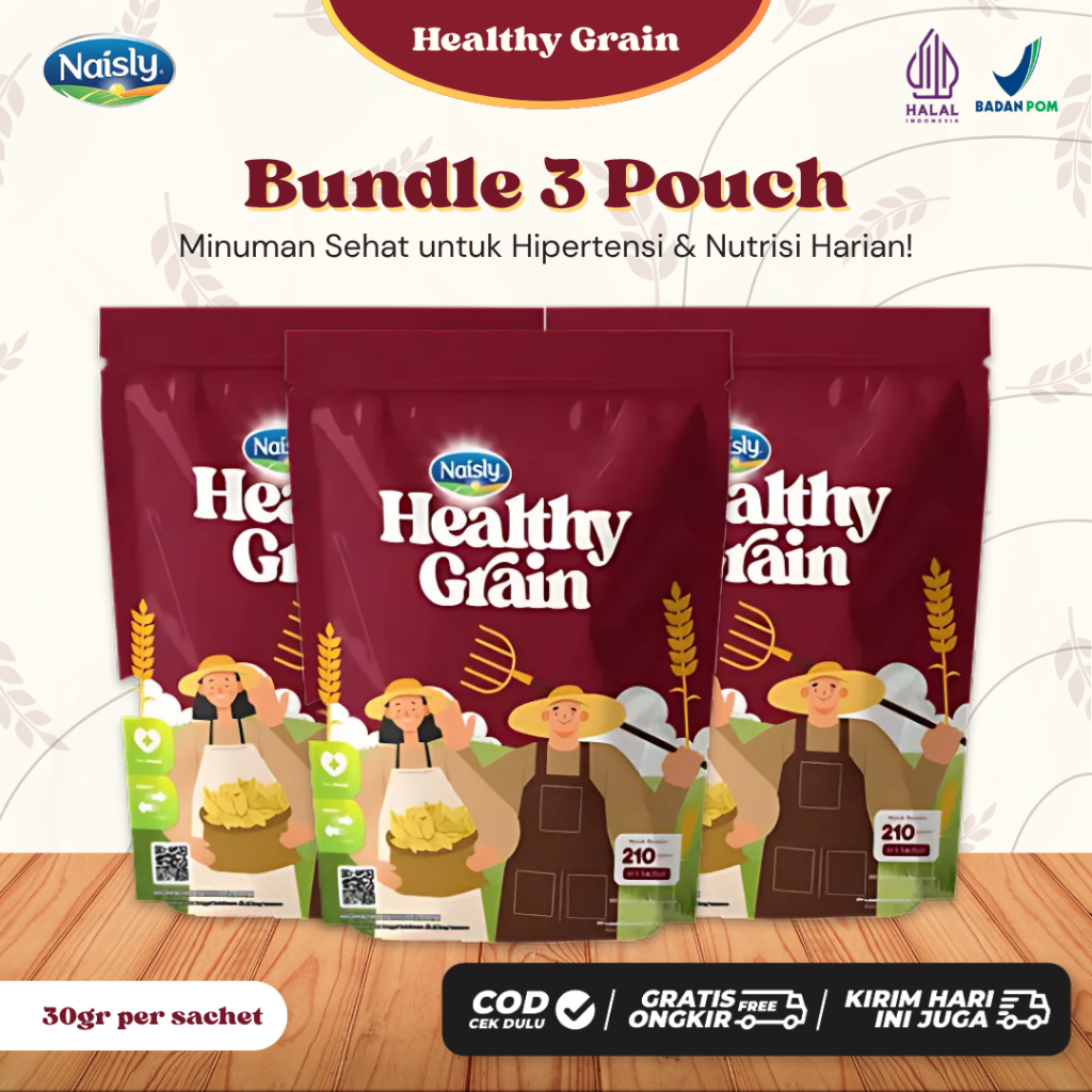 

Healthy Grain Minuman Oat Multigrain Bantu Stabilkan Tekanan Darah 3 Pouch @210gr