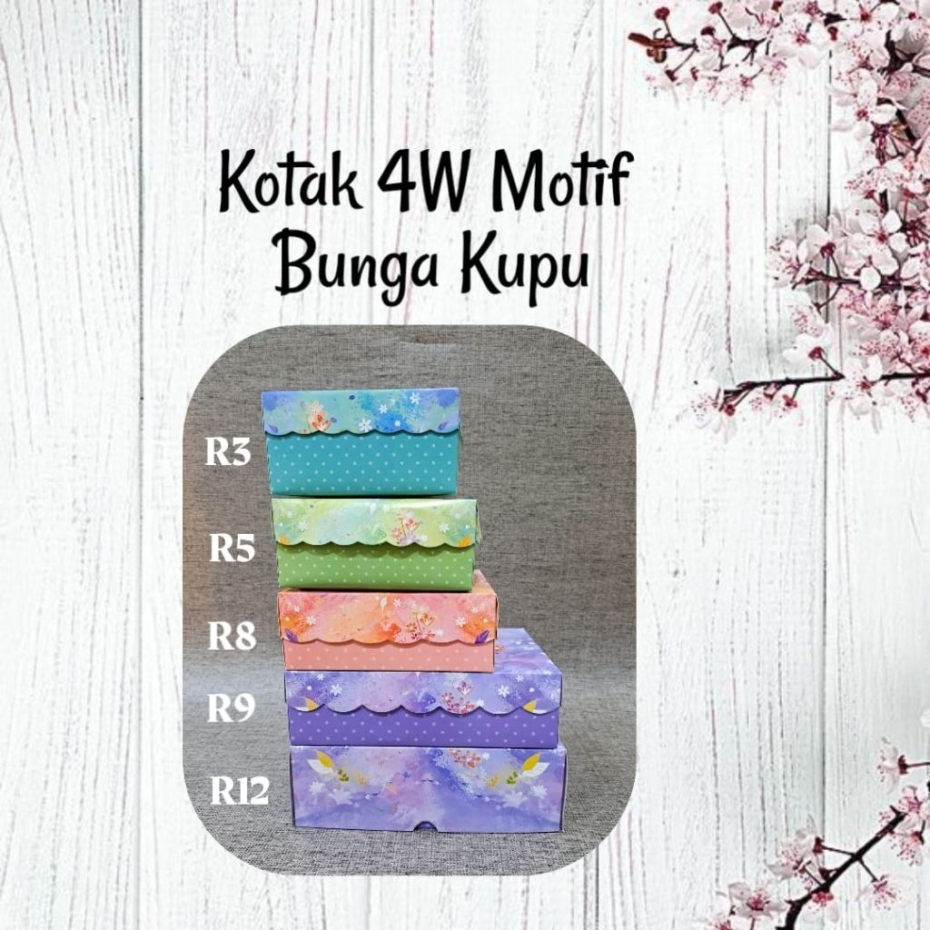 

Kotak Snack / Nasi / kue Bolu R12 4w Motif Bunga Kupu [10lembar]