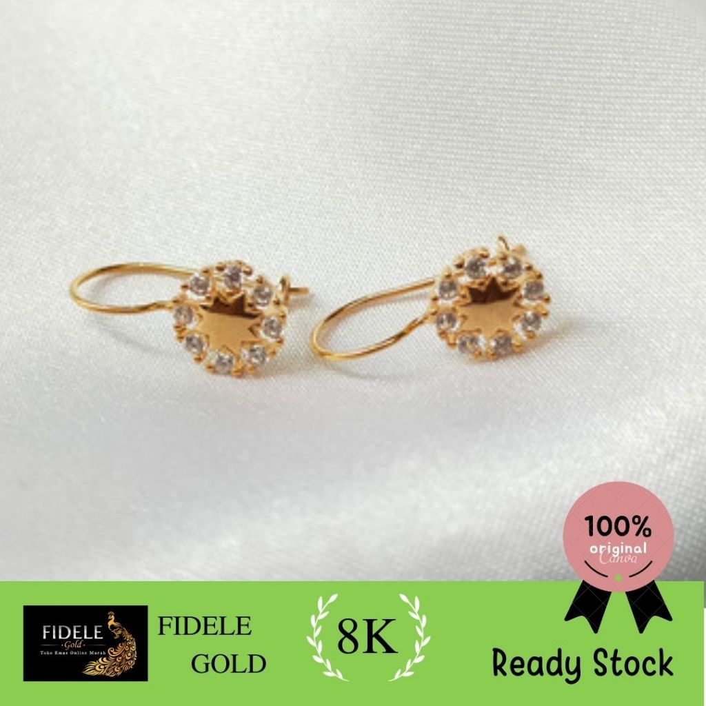 Anting bintang permata fashion anting desi emas muda 375 8k