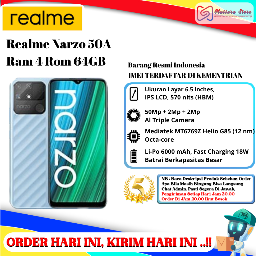 Realme Narzo 50A Ram 4 Rom 64GB