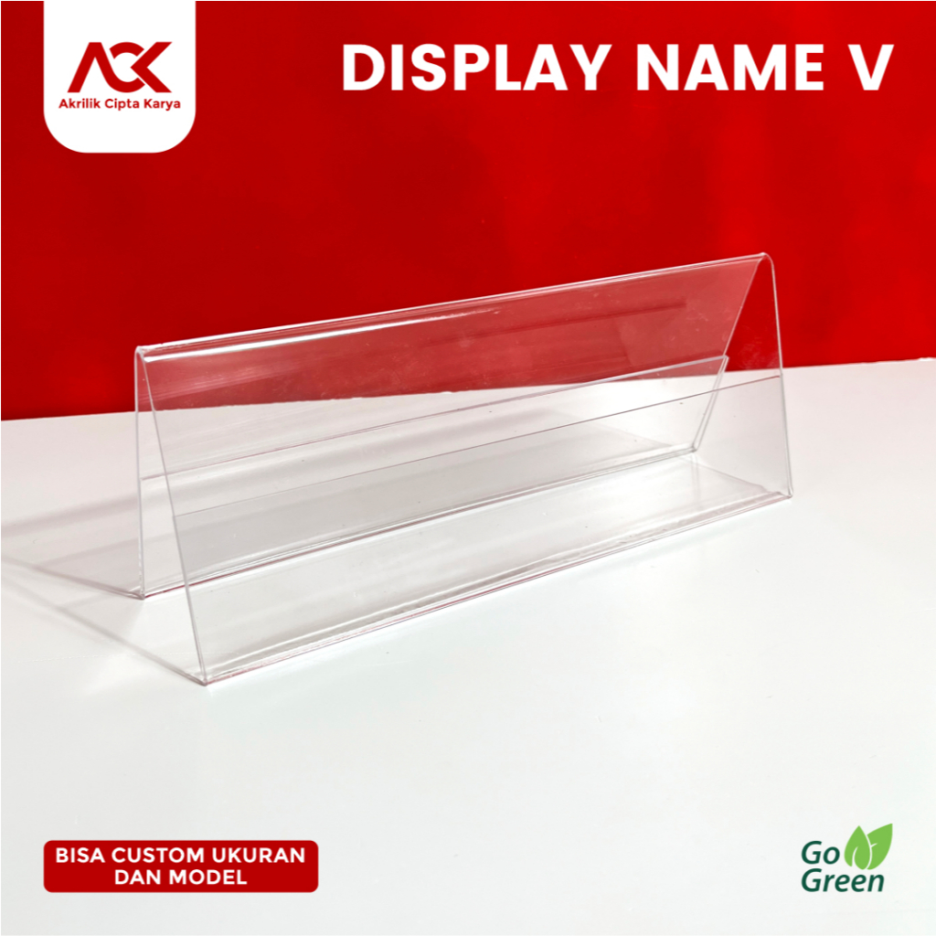 

Papan Nama Akrilik Meja Display Custom Model V / Acrylic Name Card Holder Organizer Model V / Papan Nama Segitiga / Papan Nama Jabatan / Akrilik Kartu Nama