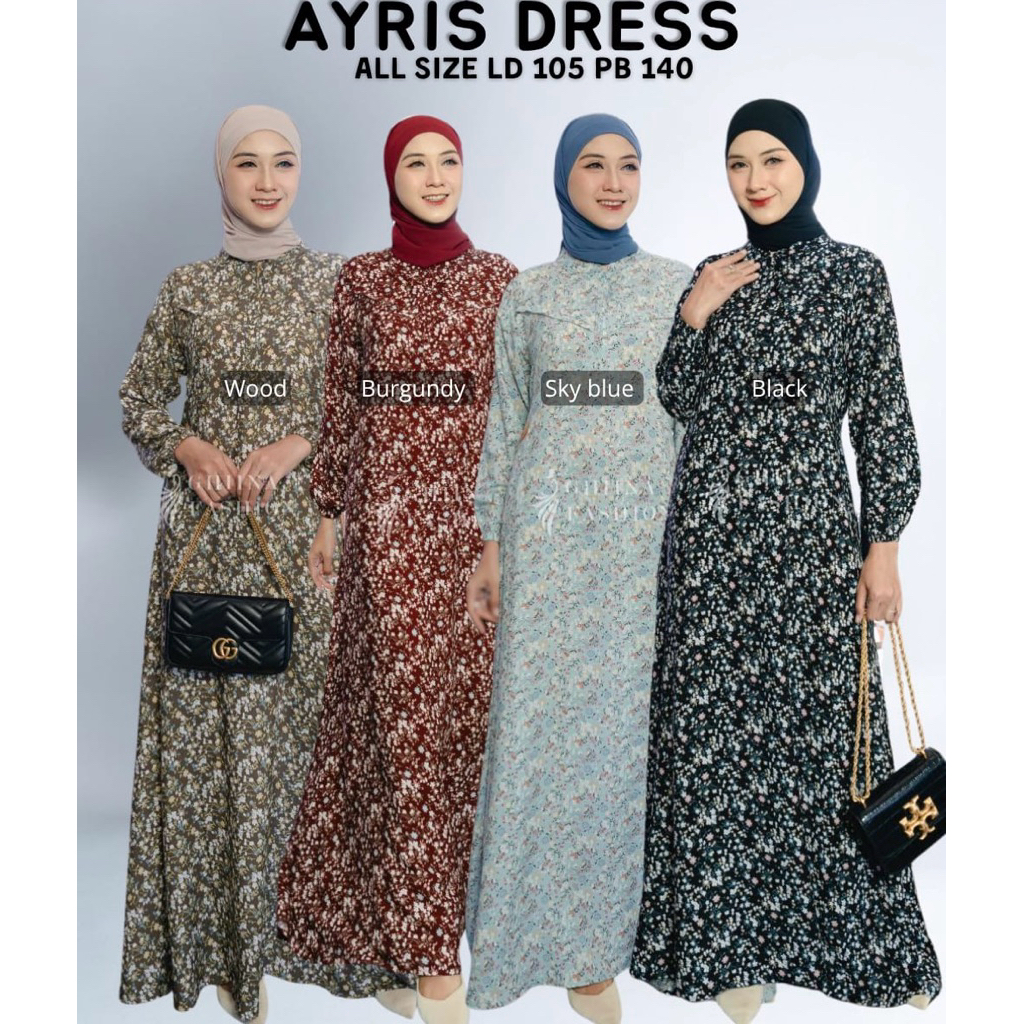 AYRIS DRESS GAMIS MOTIF RAYON BY GHINA FASHION