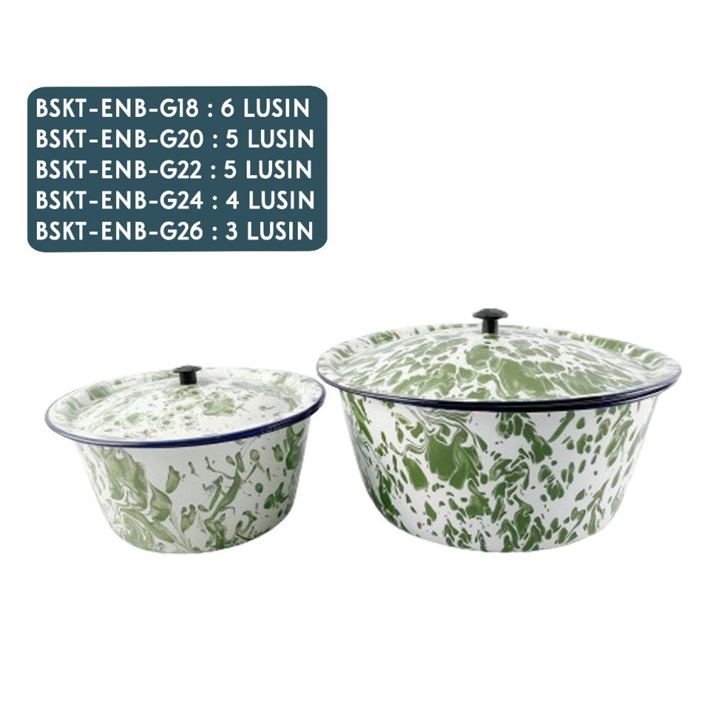 Baskom - Mangkok Baskom Dan Tutup Blirik Enamel Kuat TB Essentials