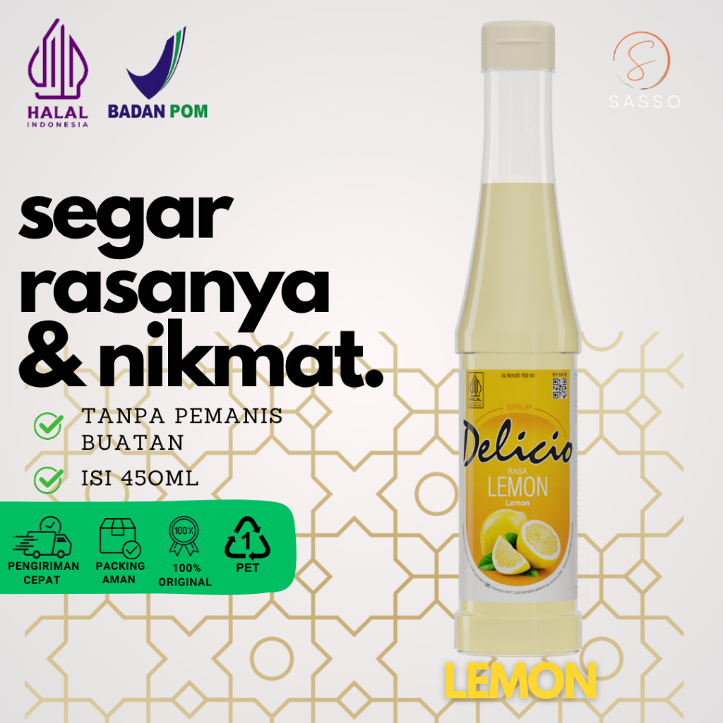 

Sirup Delicio Rasa Lemon isi 450 ml botol plastik PET, Cocok Es Buah & Minuman Dingin