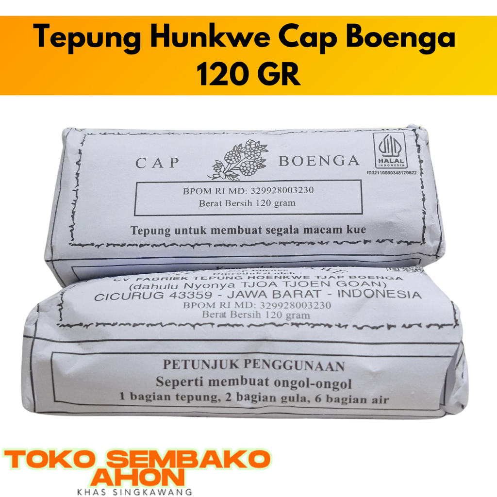 

Tepung Hunkwe Cap Boenga / Hun kwe 120 gr / Tepung Hun Kwe Kacang Hijau / Tepung Hunkwe Puding / Hunkwe Cap Bunga 120g