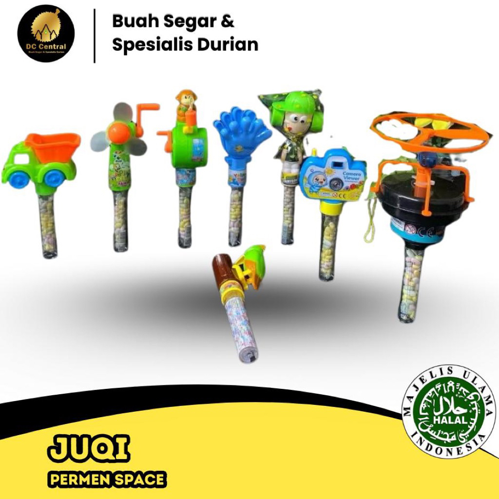 

Permen JUQI Space | Hand Clapper | Fan | Camera | Fishing | Wood Pecker | Giggle | Truck