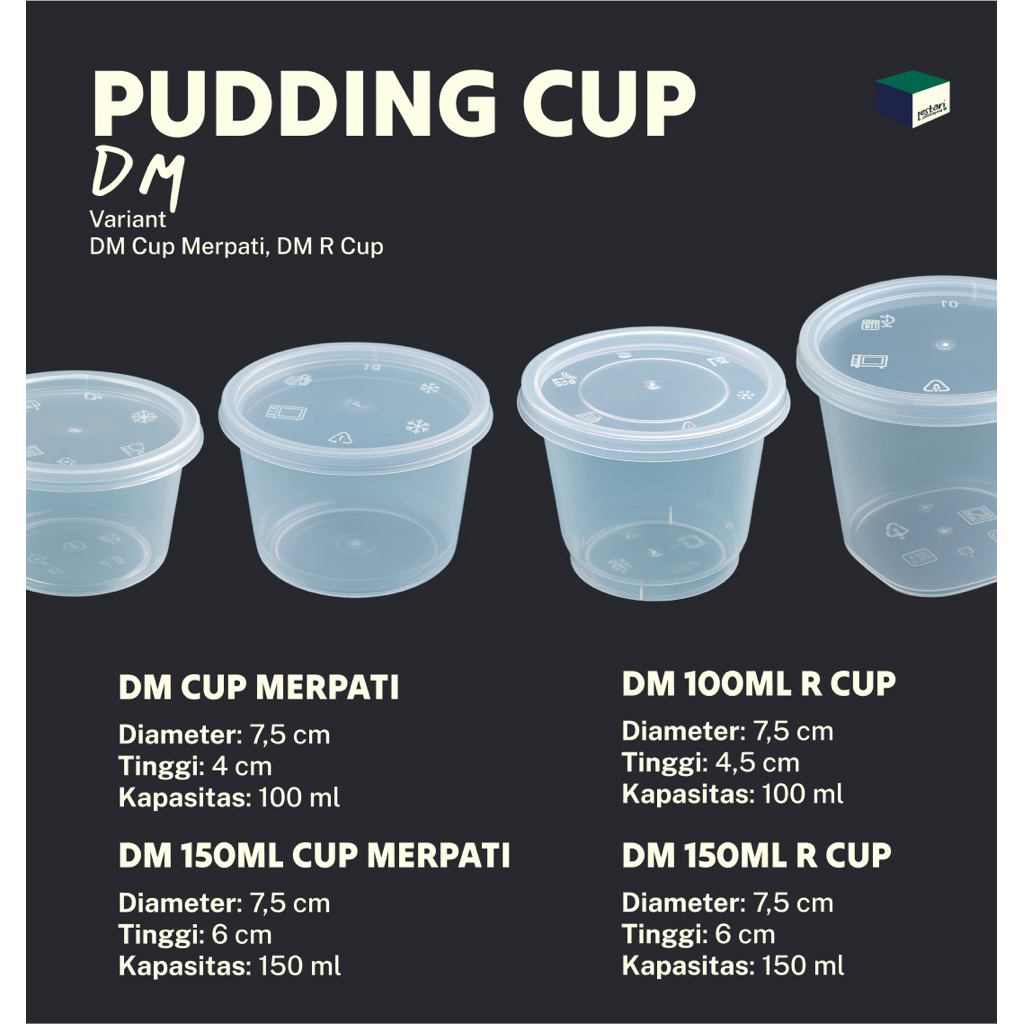 Pudding Cup DM Isi 25Pcs ukuran 100ml | 150ml jenis DM Cup Merpati dan DM R Cup