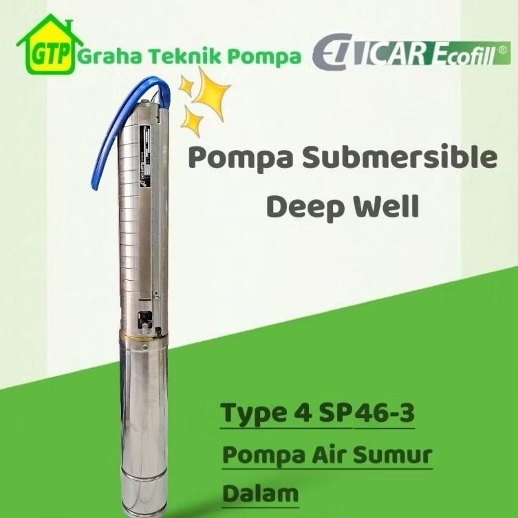 Pompa air Submersible Deep well Icar Ecofill 4 SP 46-3 pompa satelit