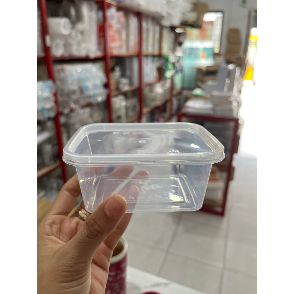 Thinwall PERSEGI PANJANG 250ml + tutup / wadah plastik box dessert kontainer 250 ml
