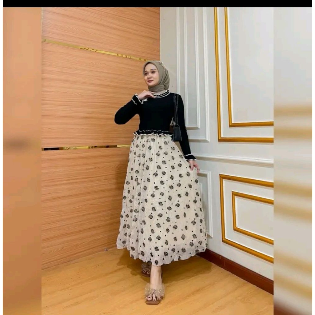 Gamis rajut kombinasi impor/dress impor
