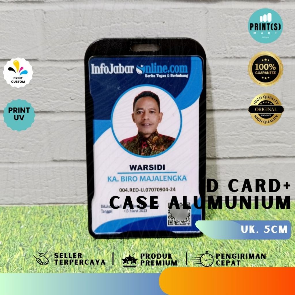 

ID Card Custom, Name Tag, Member Card Plus Casing Alumunium Murah berkualitas, Anti luntur anti pudar