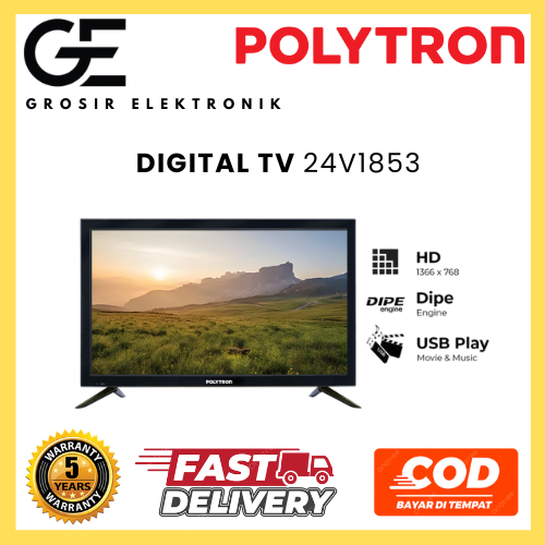 LED TV Digital Polytron 24 Inchi 24V1853 Garansi 5 Tahun