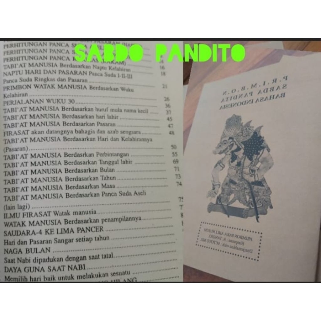 Primbon Sabda pandita,Primbon Kuno,Primbon jawa