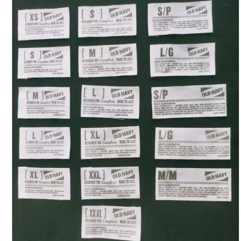 

label merek label (main size wash) tag old navy