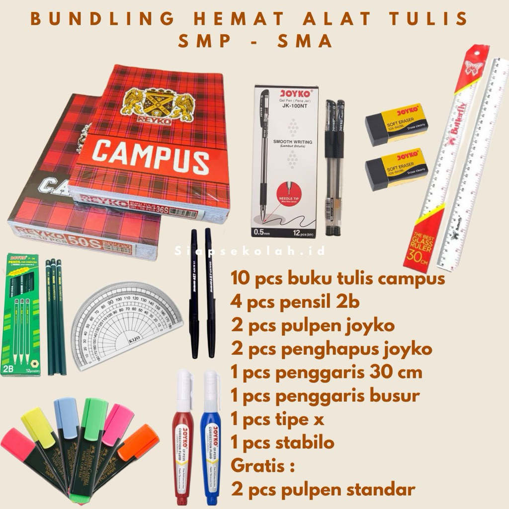 

Paket Lengkap Alat Tulis Sekolah || SMP - SMA