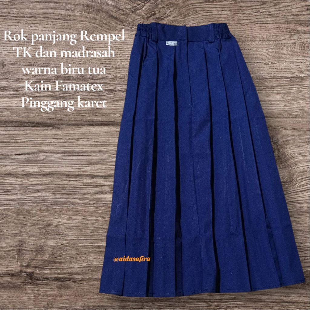 (KAIN FAMATEX) ROK BIRU TUA/ROK PANJANG BIRU TUA/ROK TK/ROK MADRASAH/ROK MI/ROK SEKOLAH