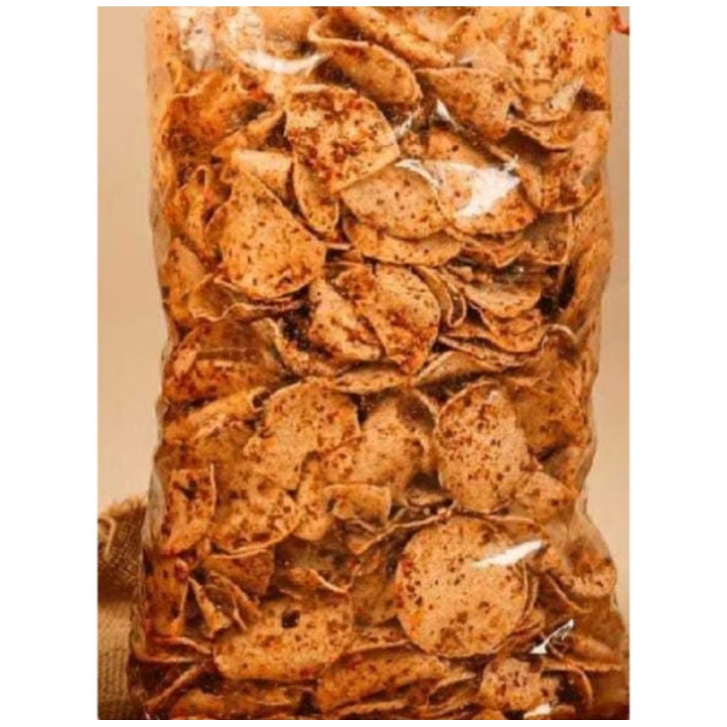 

Kripik basreng Bulat pedas daun jeruk