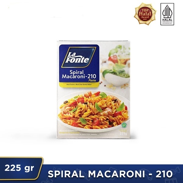 

LA FONTE SPIRAL MACARONI 225GR PASTA LAFONTE HALAL