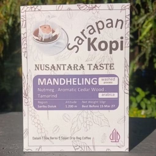 

MANDHELING ARABICA COFFEE (washed process) Kemasan Box isi 5 Saset 10gr - Coffee Drip Bag [ SARAPAN KOPI ]