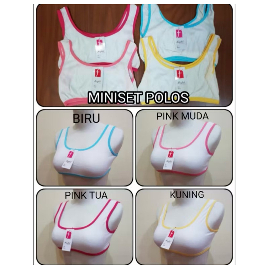 TERLARIS  12 Pcs Miniset Motif Polos Anak Remaja SD/SMP Bra Miniset Remaja