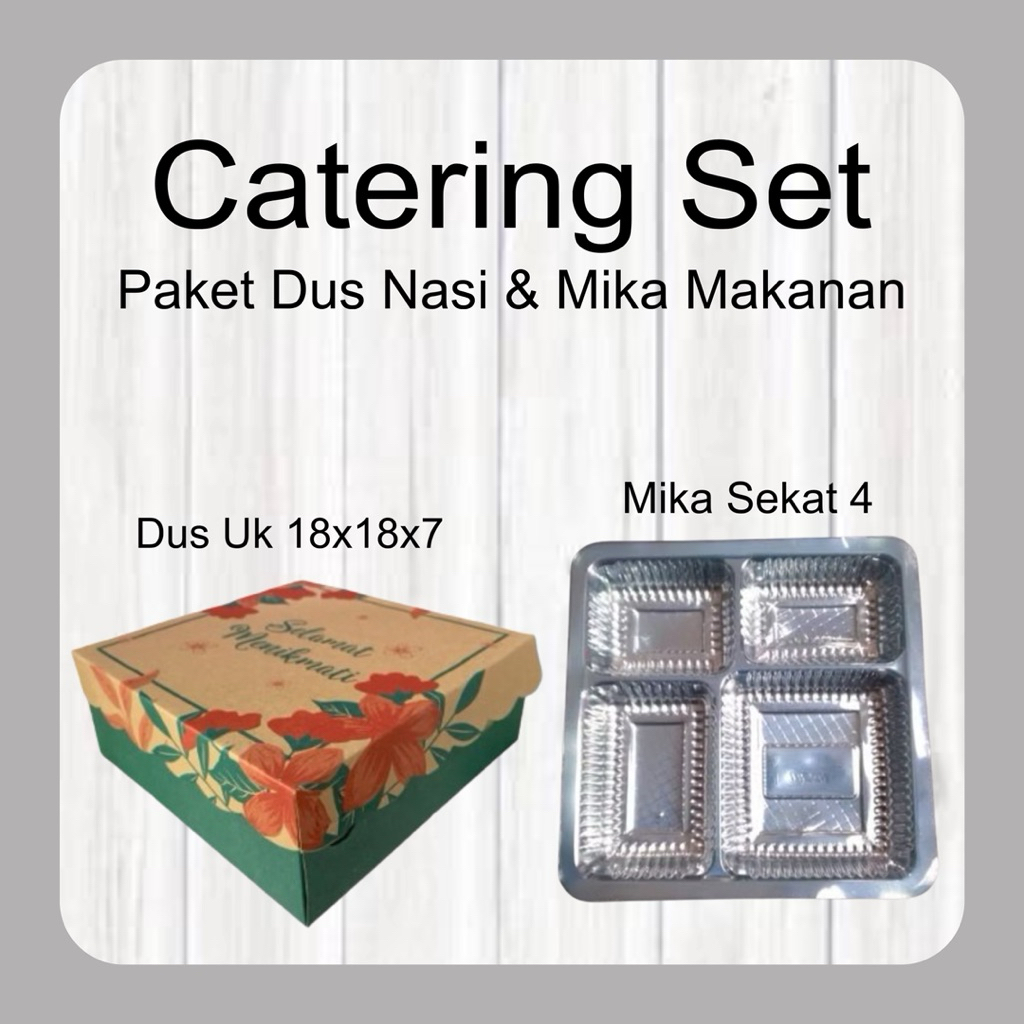 

Dus Nasi 18x18x7 dan Mika Sekat 4||Kardus Nasi Motif||Mika Makanan||
