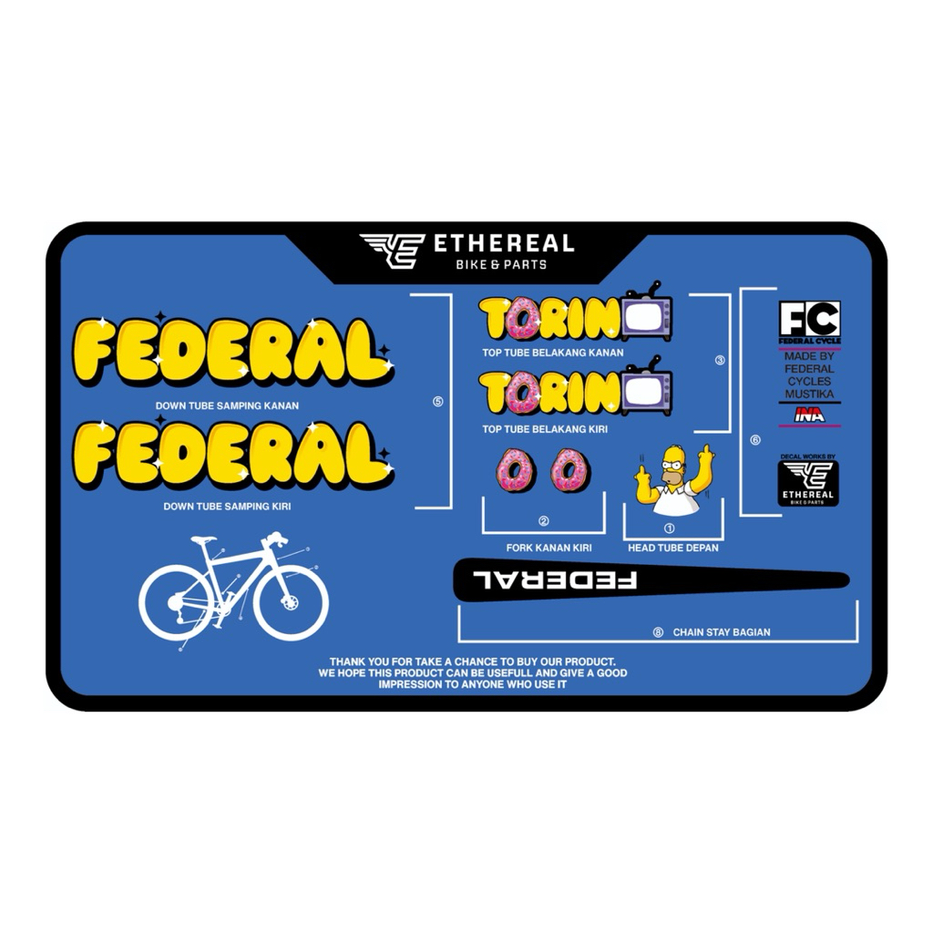 Decal Sticker FEDERAL (Federal Torino) || Transparan || Bisa Custom