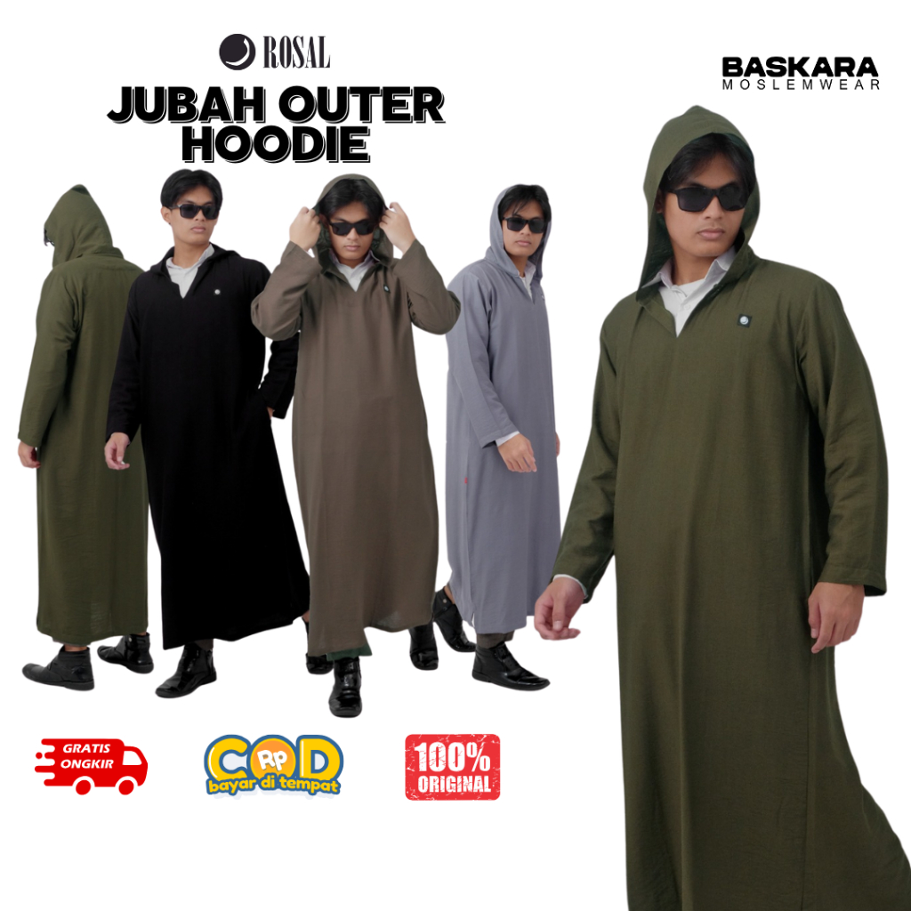 Jubah Outer Hoodie ROSAL Gamis Rosal Pria Dewasa Muslim