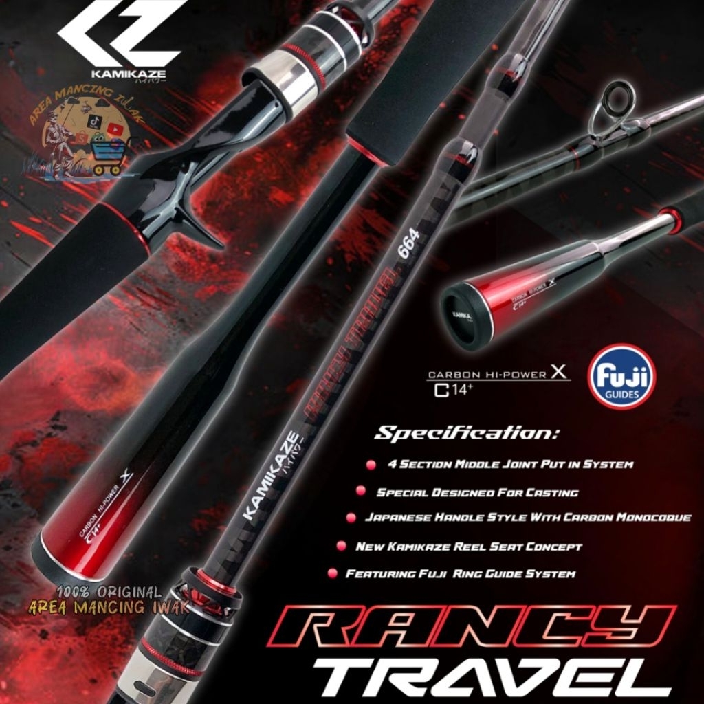 Joran BC Travel KAMIKAZE RANCY TRAVEL HRT-664M 198CM 6-15LB Fuji - Baitcasting