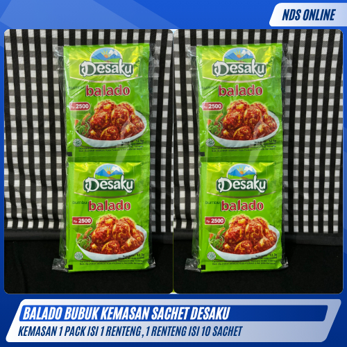 

Bumbu Balado Bubuk Desaku Sachet – Praktis & Pedas Nikmat | 1 Renteng isi 10 Sachet