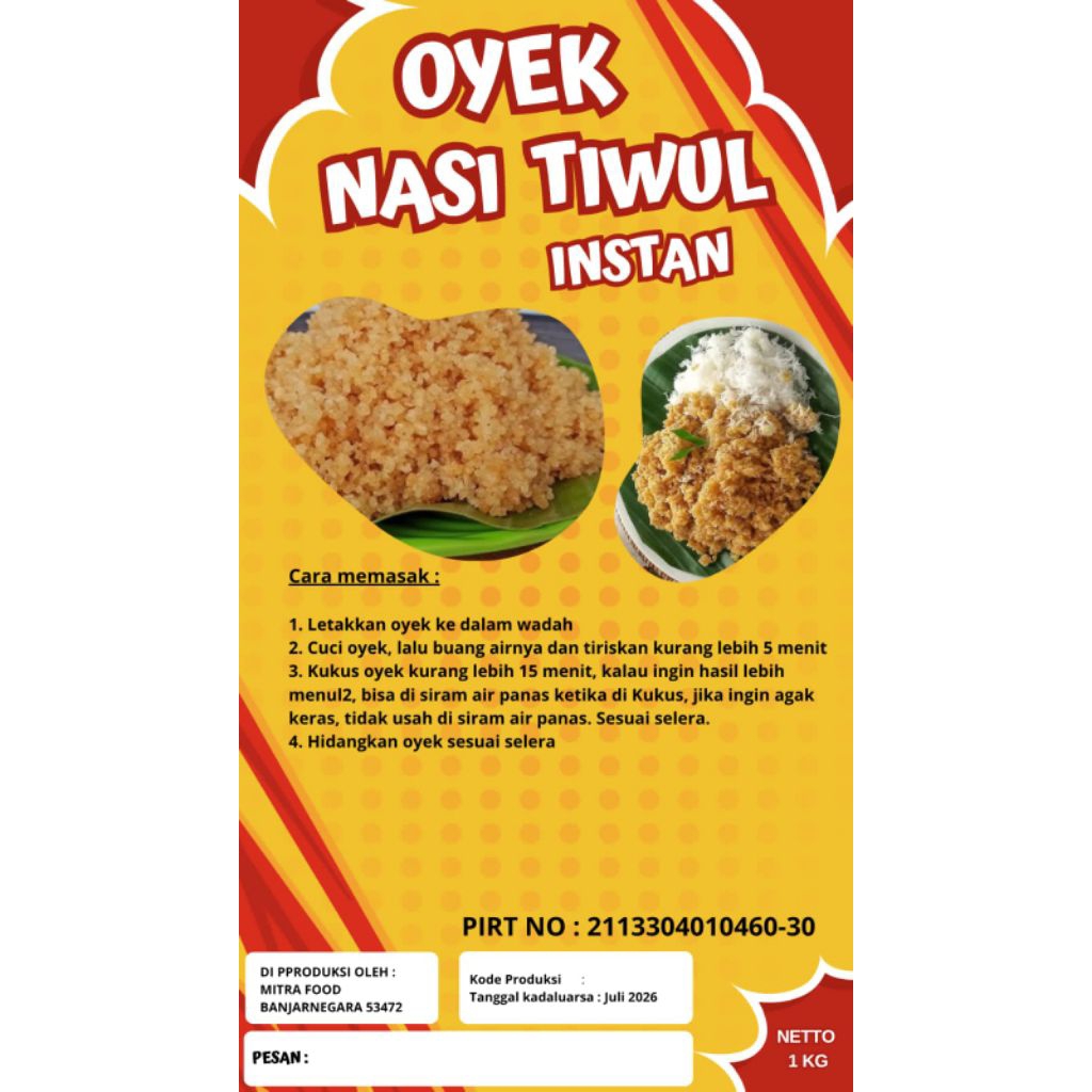 

Oyek Nasi Tiwul