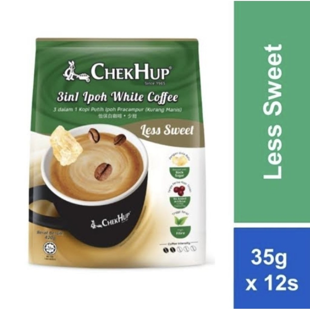 

Chek Hup 3in1 Ipoh White Coffee Less Sweet / Less Sugar 12 x 35 Gram