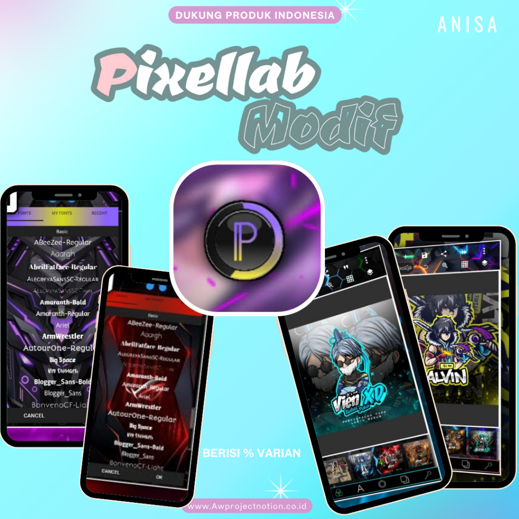 PixelLab MOD 5 in 1 | APK Full Unlock + Font + Preset + Stiker PNG + Template | Tanpa Iklan & Waterm