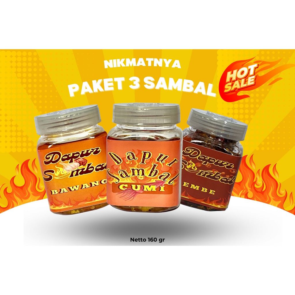 

PAKET NAMPOL 160 gr MAKAN NIKMAT SAMBAL CUMI SAMBAL BAWANG SAMBAL EMBE MAKIN PEDAS MAKIN NIKMAT