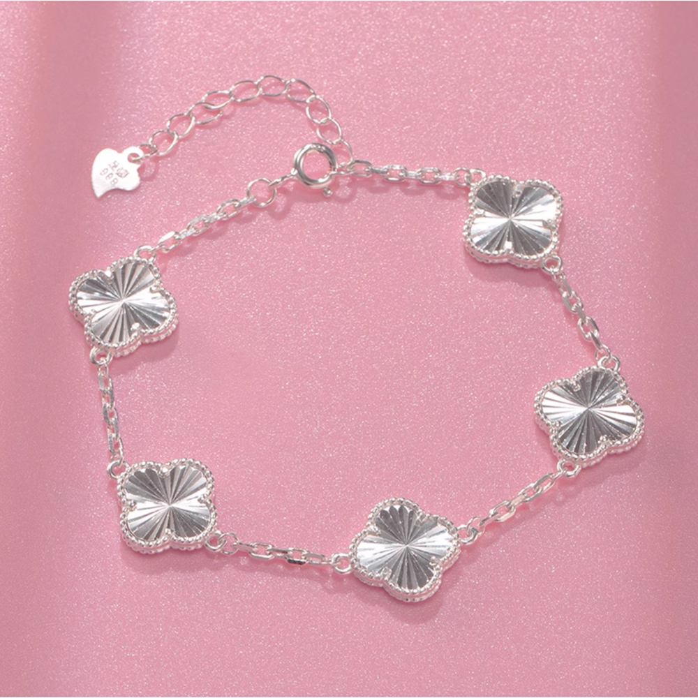 GRACE Gelang Clover Wanita Desain Van Cleef Alhambra Silver