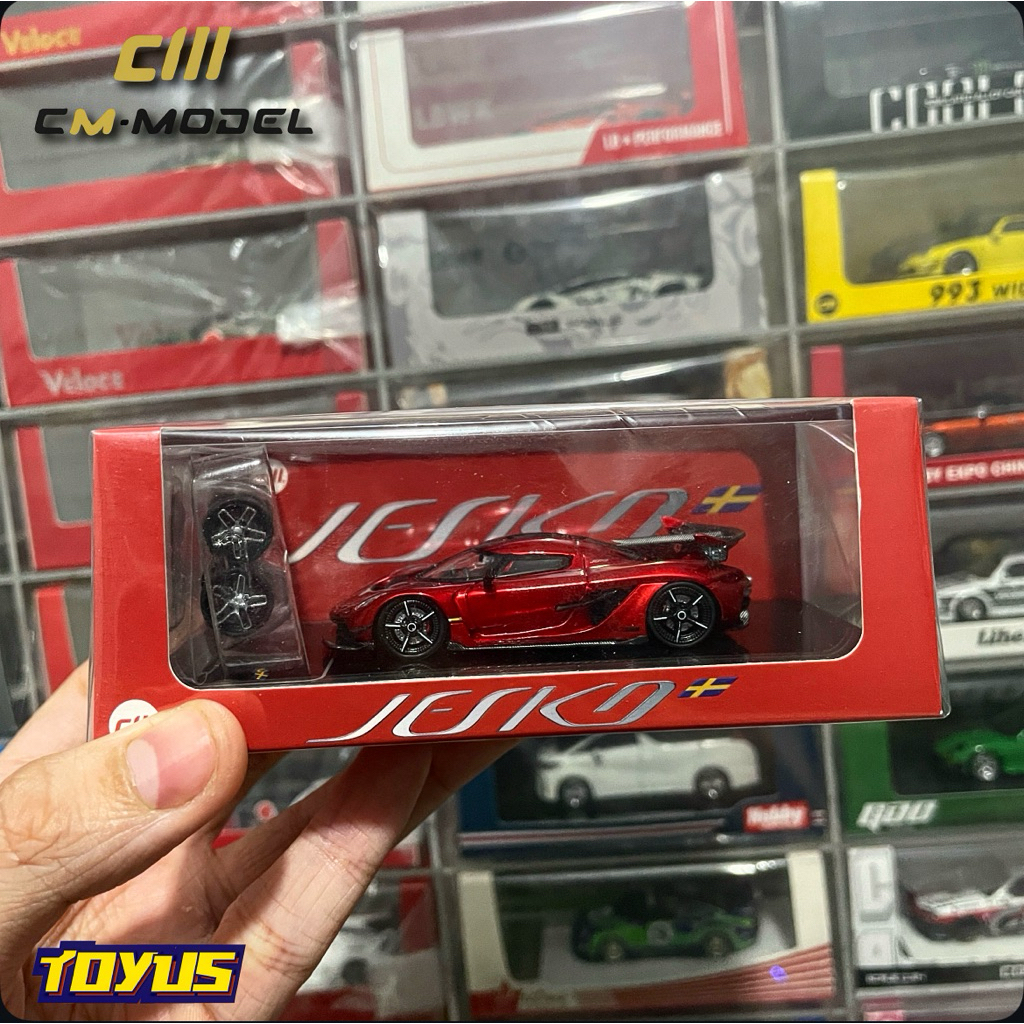 Cm Model - Koenigsegg Jesko Attack Metallic Cherry Red With Extra Wheels