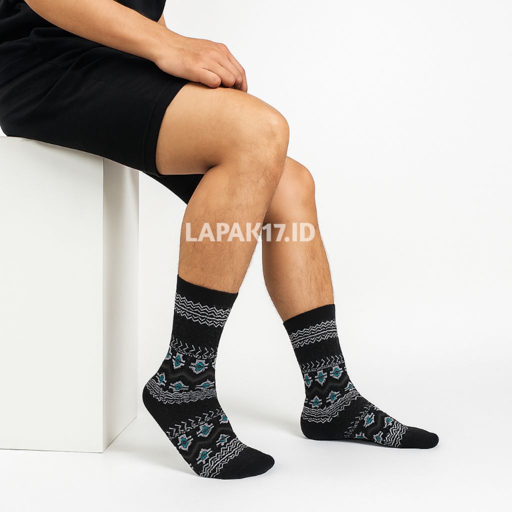 Kaos Kaki Pria Panjang Motif Tebal - Kaus Kaki Pria Motif Tribal Panjang Tebal