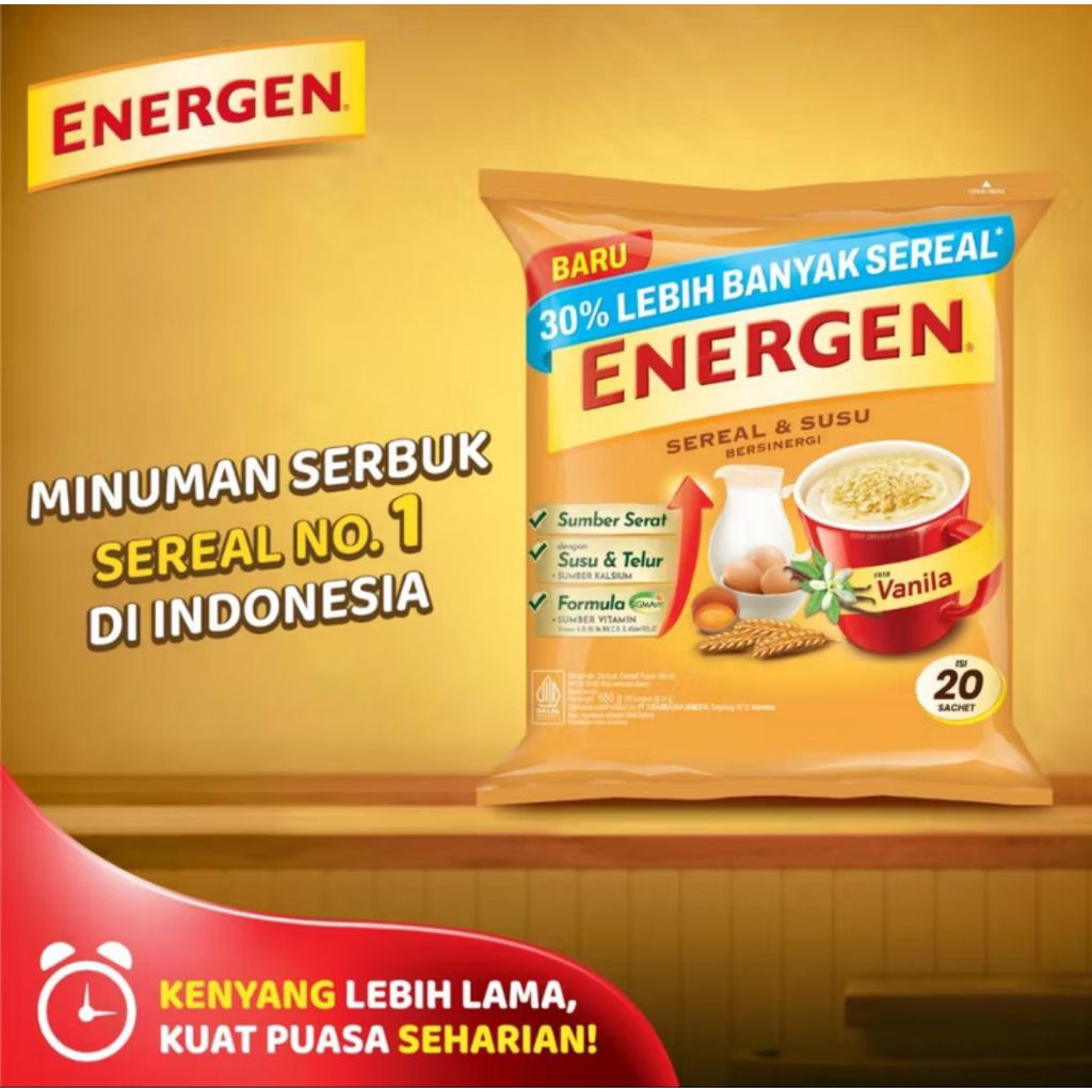 

Energen Sereal dan Susu Sachet Vanilla Isi 10 250gr