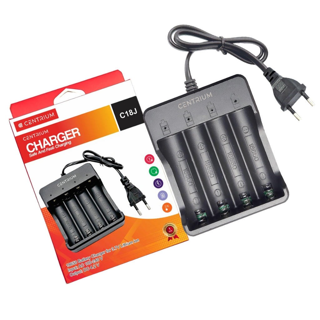 Mycoolcell Centrium Charger Baterai 18650 Auto Cut Off 4 Slot Cas Casan Batre Besar Otomatis Led