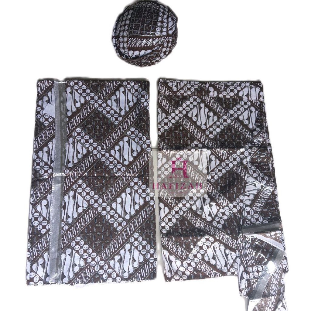 HAFIZAH Set Kain Pengantin Sunda Prada + Blangkon Solo Jarik Sepasang Cowok Sapit Cewek Panjang Moti