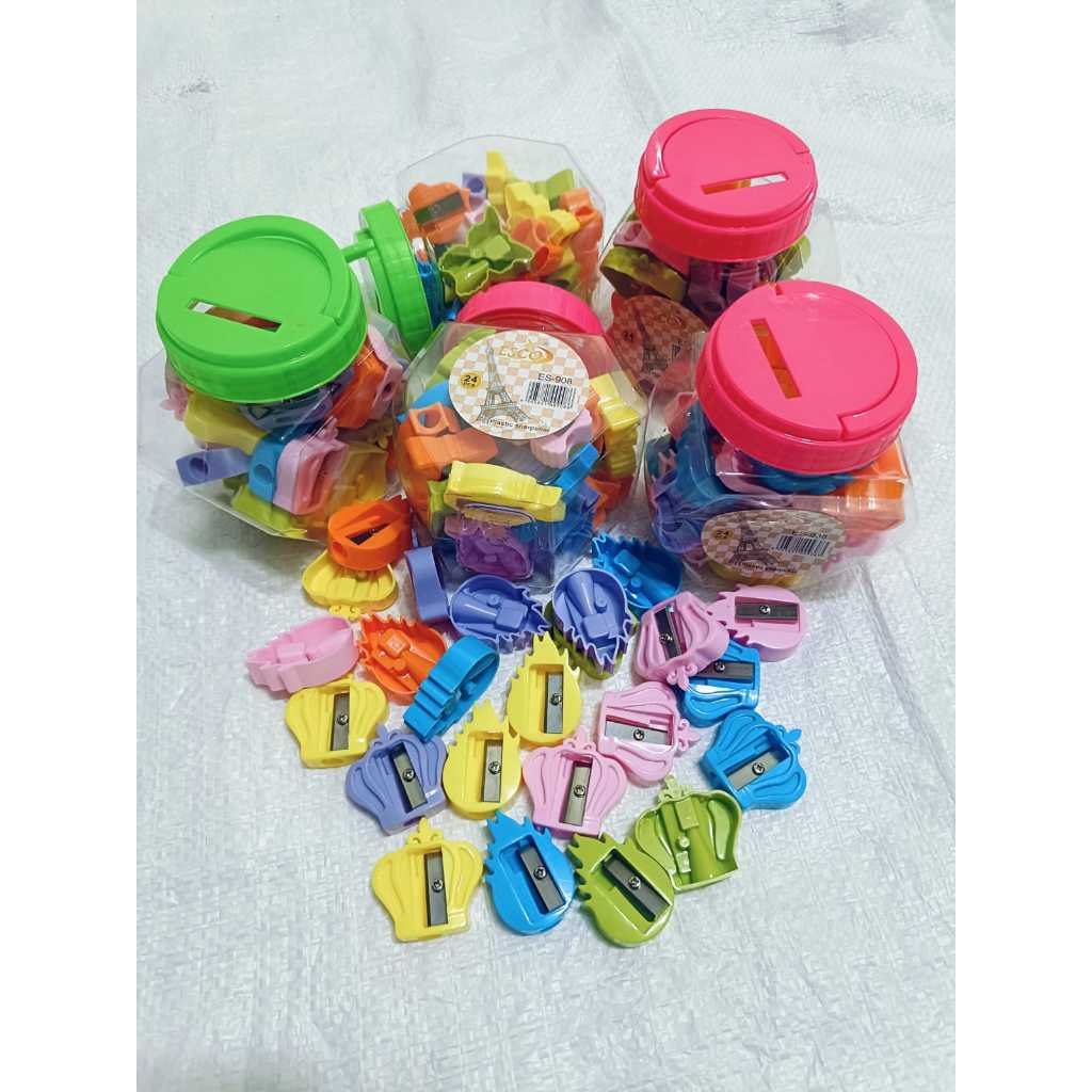 

1 TOPLES 24PCS RAUTAN SERUTAN PENSIL MURAH BENTUK LUCU WARNA WARNI SHARPENER PENSIL ANAK