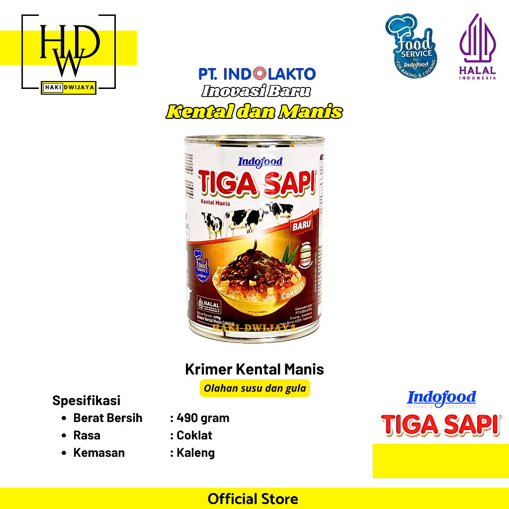

[490gr] Tiga Sapi Susu Krimer Kental Manis Rasa Coklat