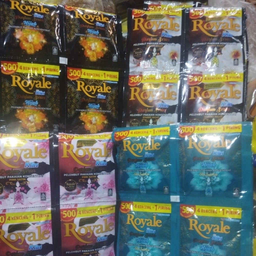 pewangi pakaian royale 4 renteng  isi 60 pcs tidak berhadiah piring lagi.