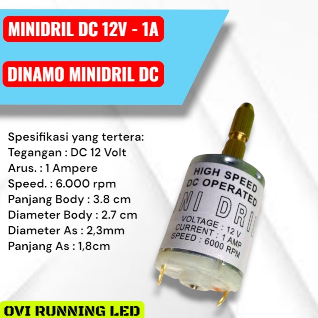 Dinamo minidril DC 12v 1A 6000rpm